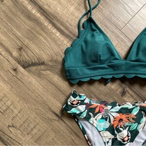 Cupshe Small "Scalloped Green Floral" Bikini